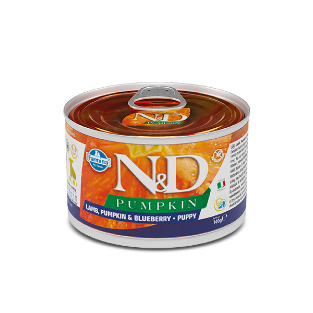 Вологий корм Farmina N&D Grain Pumpkin Lamb Puppy Mini для цуценят малих порід, гарбуз/ягня/чорниця, 140 г