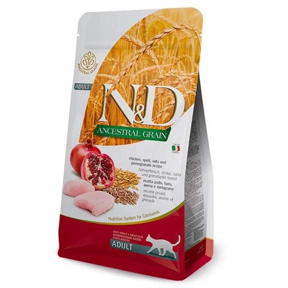 Низькозерновий сухий корм Farmina LOW GRAIN для дорослих кішок (курка/гранат), 5 кг