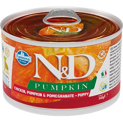 Вологий корм Farmina N&D Grain Pumpkin Chicken Puppy Mini для цуценят дрібних порід, гарбуз/курка/гранат, 140 г