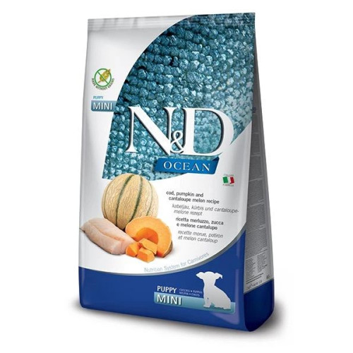 Беззерновий сухий корм Farmina N&D Grain Free Ocean Pumpkin для цуценят дрібних порід з тріскою та динею
