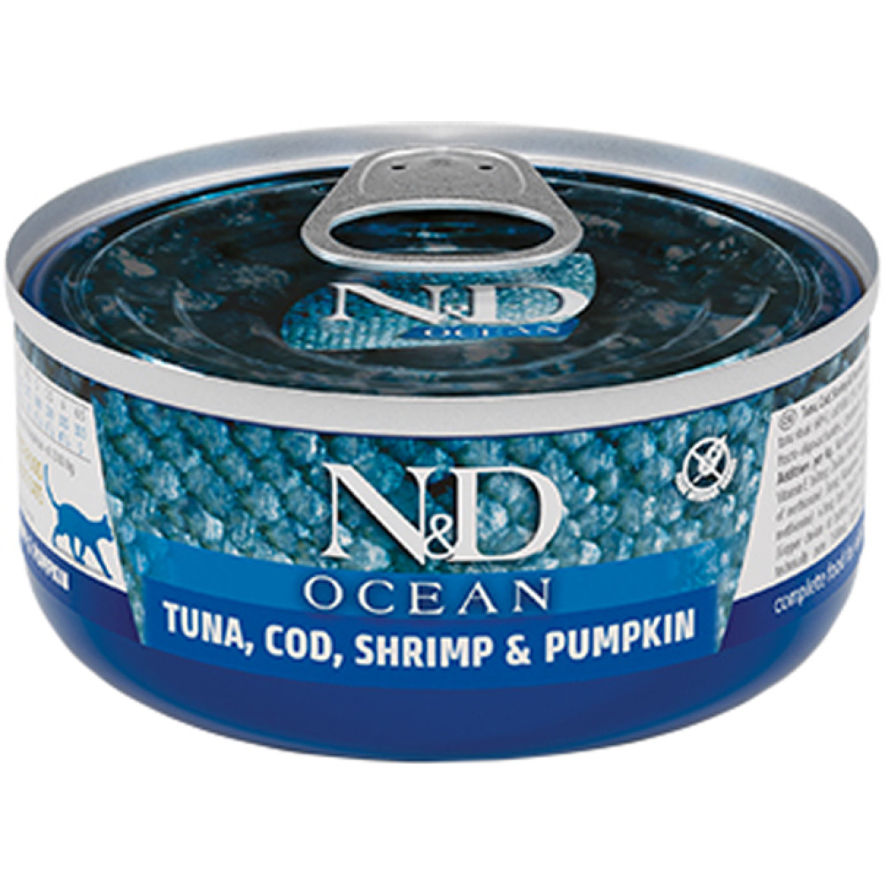Вологий корм Farmina N&D Grain Free Ocean Herring&Shrimp Adult Mini для собак дрібних порід з оселедцем, тріскою, тунцем та креветкою, 140 г
