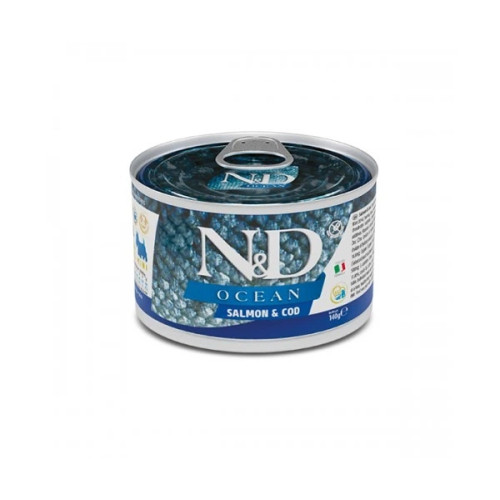 Вологий корм Farmina N&D Grain Free Ocean Salmon&Cod Adult Mini для собак дрібних порід з лососем та тріскою, 140 г