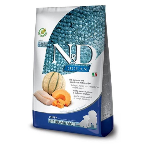 Беззерновий сухий корм Farmina N&D Grain Free Ocean Pumpkin для цуценят середніх і великих порід з тріскою та динею