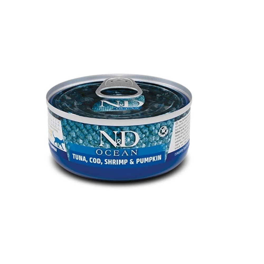 Вологий корм Farmina N&D Grain Free Ocean Tuna, Sardine&Shrimp для котів, беззерновий, тунець, сардина, креветка 70 г