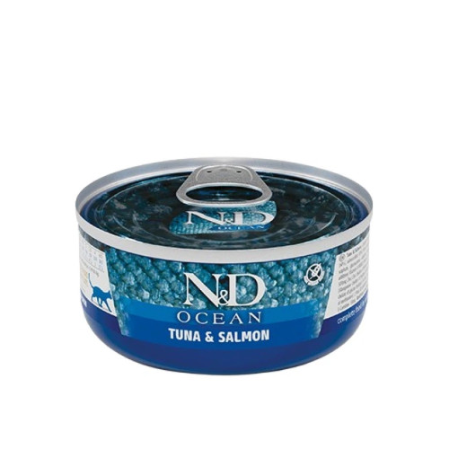 Вологий корм Farmina N&D Grain Free Ocean Tuna&Salmon для котів, беззерновий, тунець, лосось 70 г