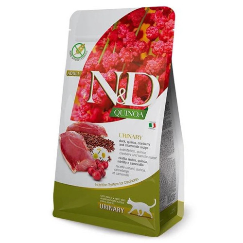 Сухий корм Farmina N&D Quinoa Urinary, Duck & Cranberry ADULT для котів, профілактика сечокам'яної хвороби, качка, кіноа, журавлина та ромашка,