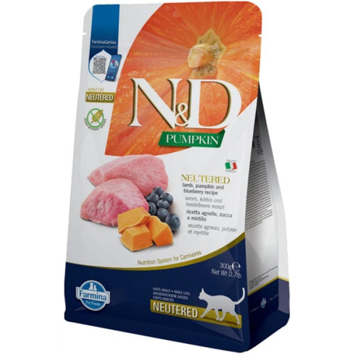 Сухий беззерновий корм Farmina PUMPKIN LAMB & BLUEBERRY NEUTERED ADULT для стерилізованих кішок з гарбузом, ягням та чорницею
