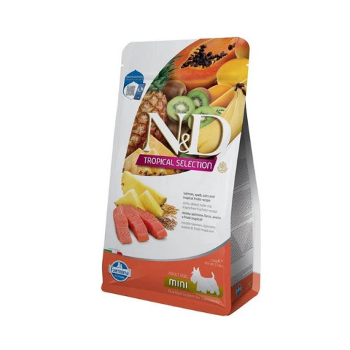 Сухий низькозерновий корм Farmina N&D Tropical Selection для дорослих собак дрібних порід з лососем і тропічними фруктами, 1,5 кг