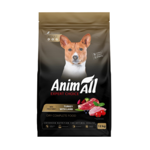 Сухий корм Animall з мясом ягня та індички для собак великих та середніх порід